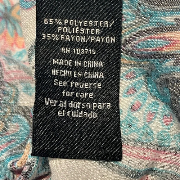 Zac & Rachel Boho Bell Sleeve Multi Color Paisley Print Blouse Top Size … - Picture 9 of 9